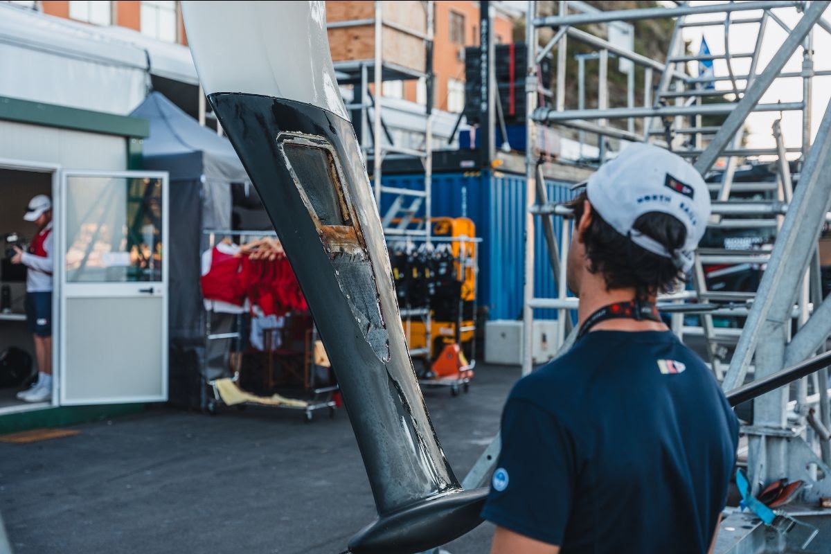 America's Cup Preliminary: GB1 battles through opening day in Naples after foil issue