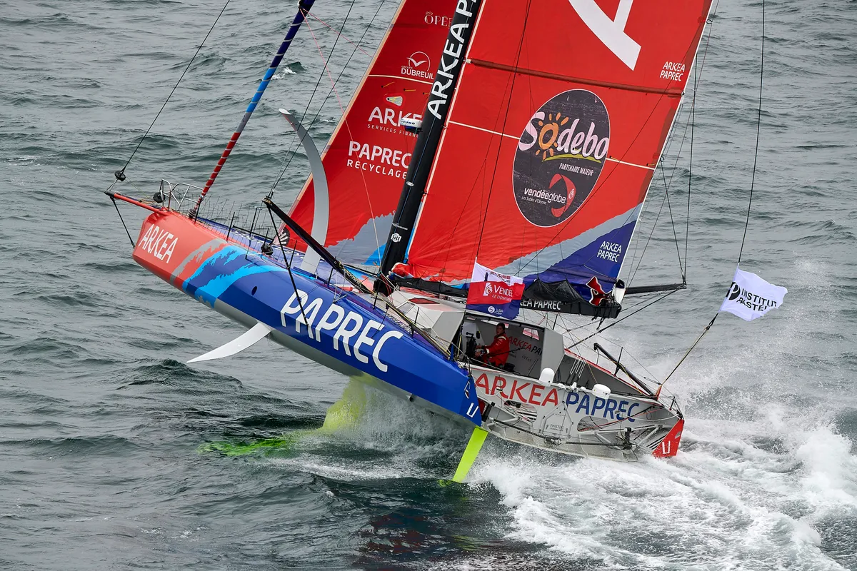 Vendee Globe leader in the Indian Ocean,1200 miles SE of Cape Town