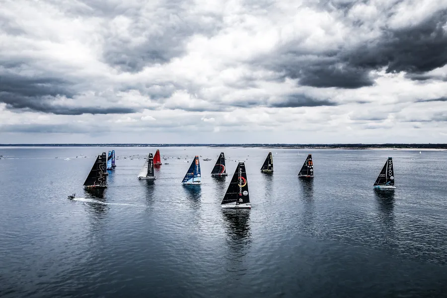 IMOCA and VO65 fleets start Ocean Race Europe  in light conditions
