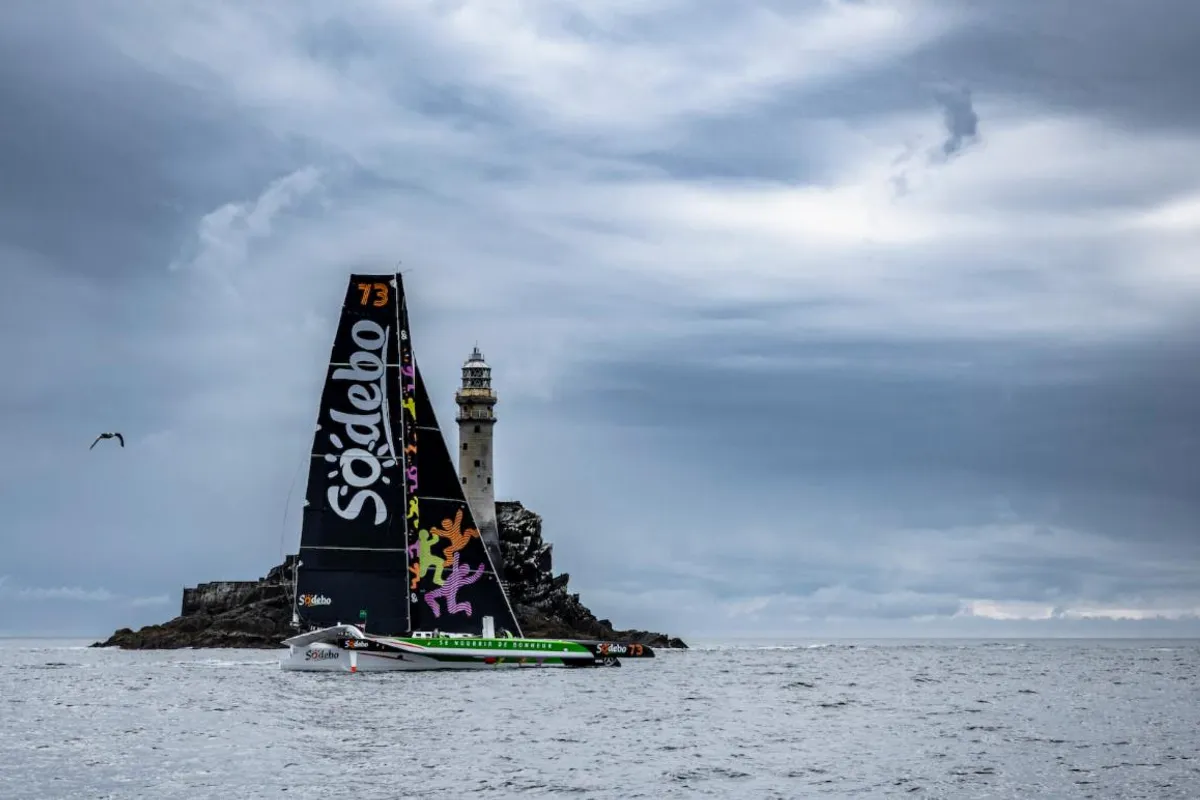 Slower boats past the Scillies in the Rolex Fastnet Race