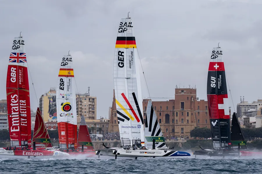 Emirates Great Britain lead the fleet on opening day of Italy Sail Grand Prix