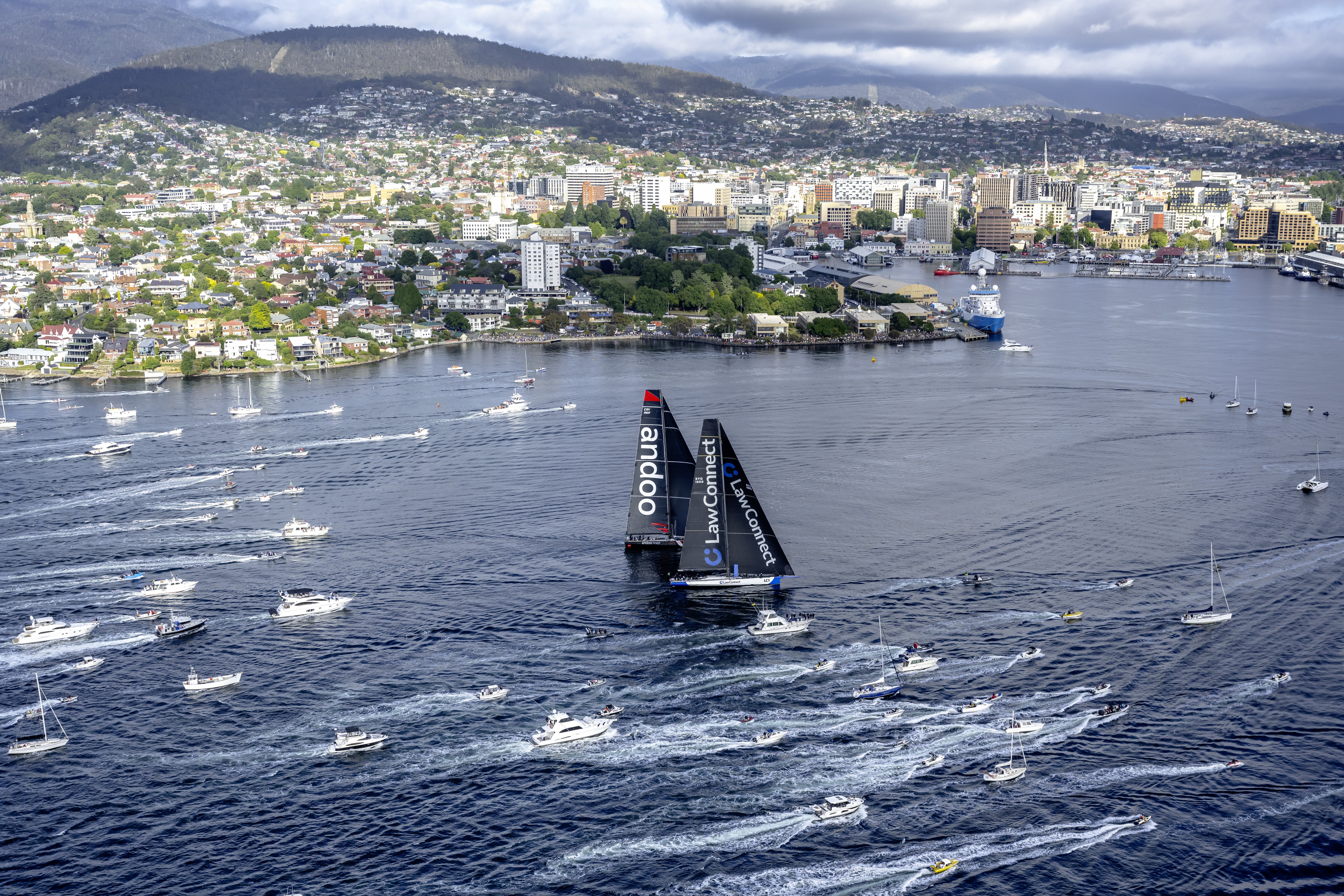 LawConnect claims Rolex Sydney Hobart Race  line honours by a whisker, video